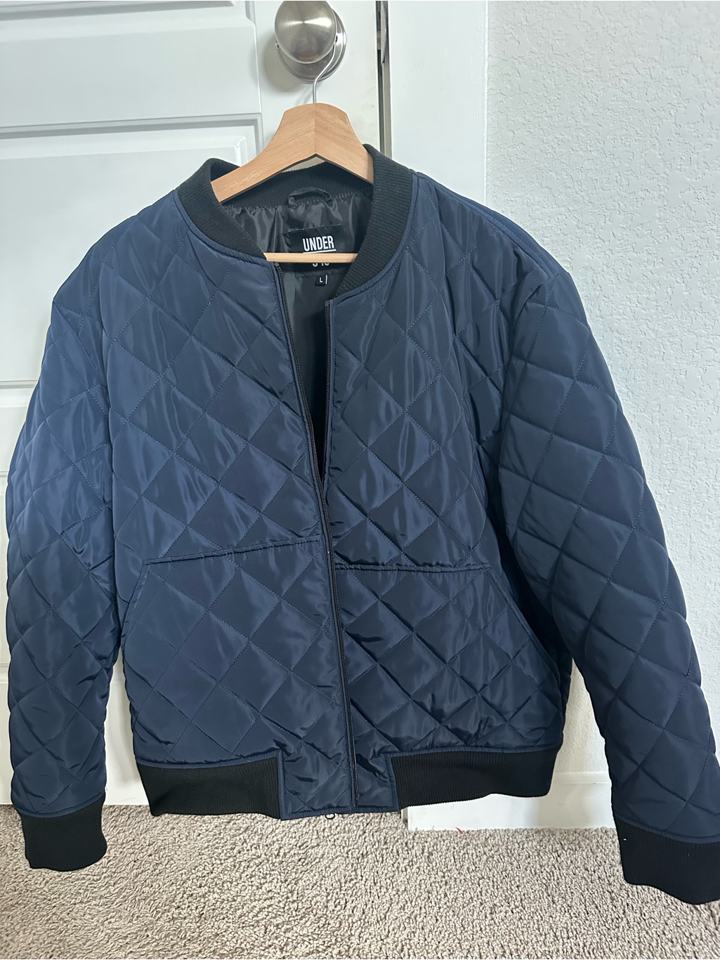 Under 510 Quilted Navy Bomber Jacket For Men